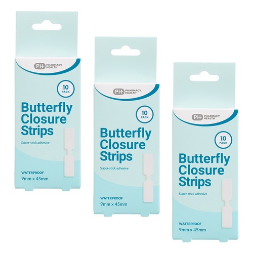Pharmacy Health Butterfly Closure Strips 10 Pack Bundle of 3