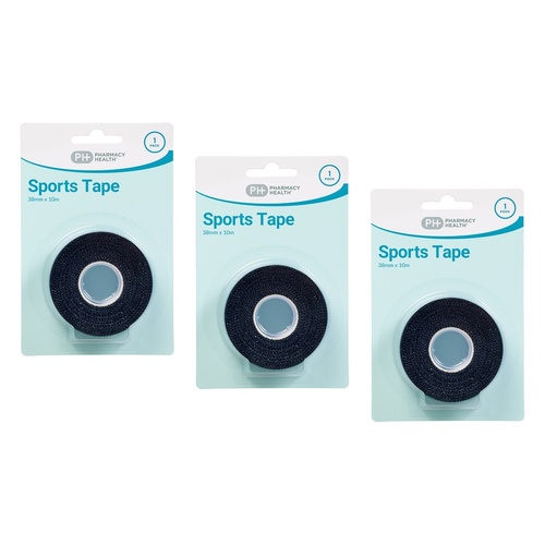 Pharmacy Health Sports Tape Black Pack of 3