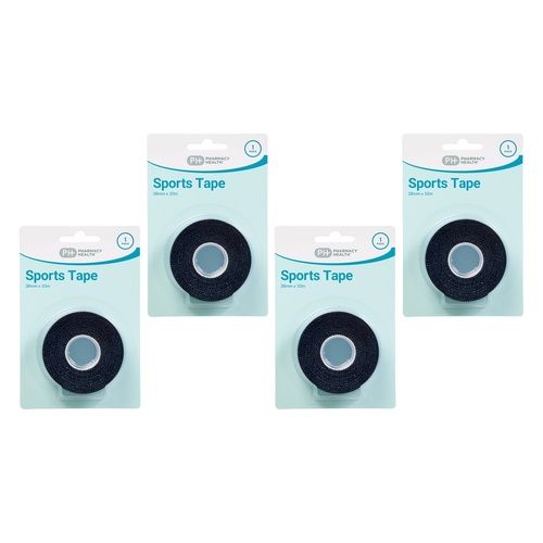 Pharmacy Health Sports Tape Black Pack of 4