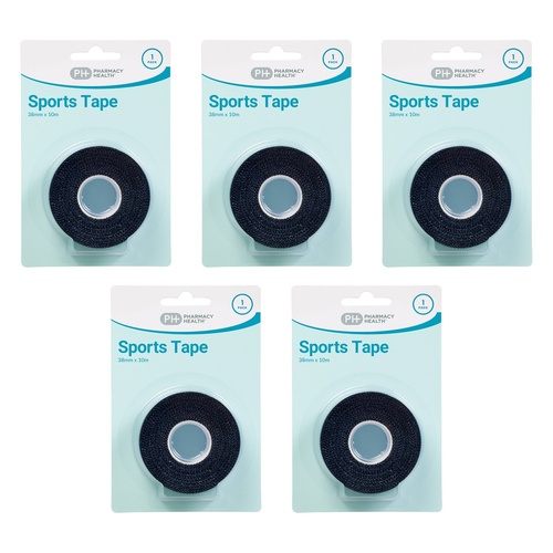 Pharmacy Health Sports Tape Black Pack of 5