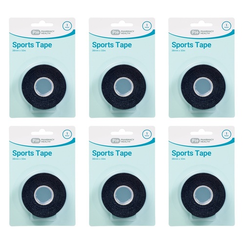 Pharmacy Health Sports Tape Black Pack of 6