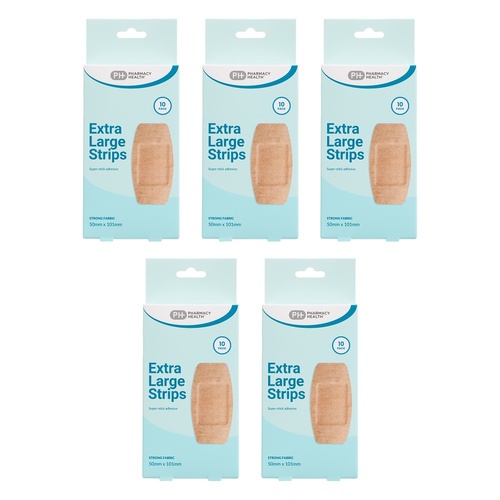 Pharmacy Health Fabric Extra Large Strips 10 Pack Bundle of 5