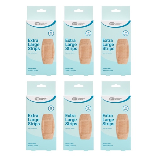 Pharmacy Health Fabric Extra Large Strips 10 Pack Bundle of 6