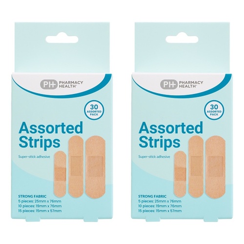 Pharmacy Health Fabric Assorted Strips 30 Piece Pack of 2