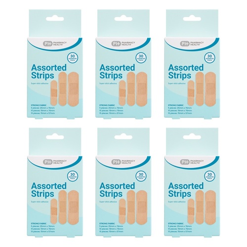 Pharmacy Health Fabric Assorted Strips 30 Piece Pack of 6
