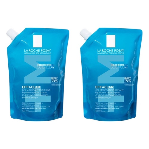 La Roche-Posay Effaclar +M Purifying Foaming Gel Cleanser Refill 400mL Pack of 2