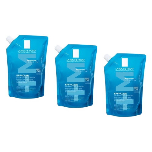 La Roche-Posay Effaclar +M Purifying Foaming Gel Cleanser Refill 400mL Pack of 3