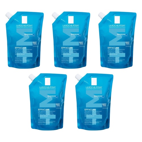La Roche-Posay Effaclar +M Purifying Foaming Gel Cleanser Refill 400mL Pack of 5
