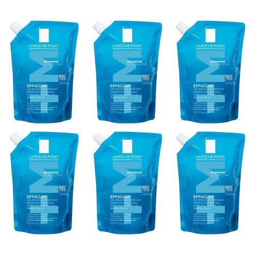 La Roche-Posay Effaclar +M Purifying Foaming Gel Cleanser Refill 400mL Pack of 6