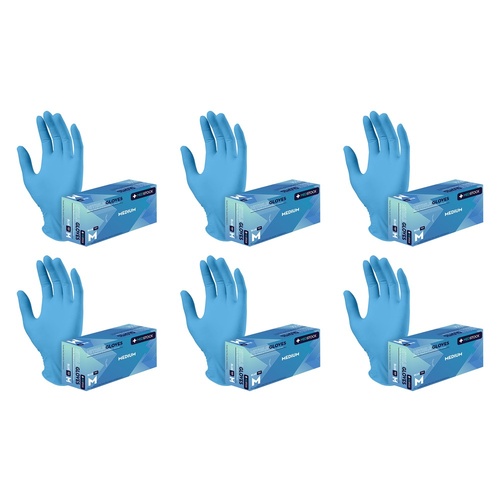 Medstock Blue Nitrile Gloves Medium 100 Pack Bundle of 6