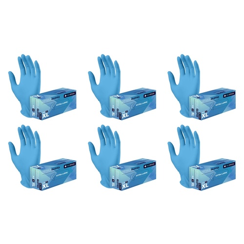 Medstock Blue Nitrile Gloves Extra Large 100 Pack Bundle of 6