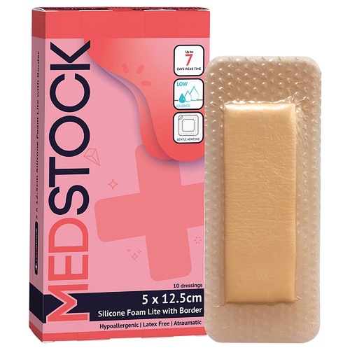 Medstock Silicone Foam Lite Dressing with Border 5cm x 12.5cm
