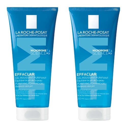 La Roche-Posay Effaclar Purifying Foaming Gel Anti-Acne Cleanser 200mL Pack of 2