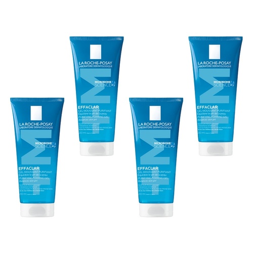 La Roche-Posay Effaclar Purifying Foaming Gel Anti-Acne Cleanser 200mL Pack of 4