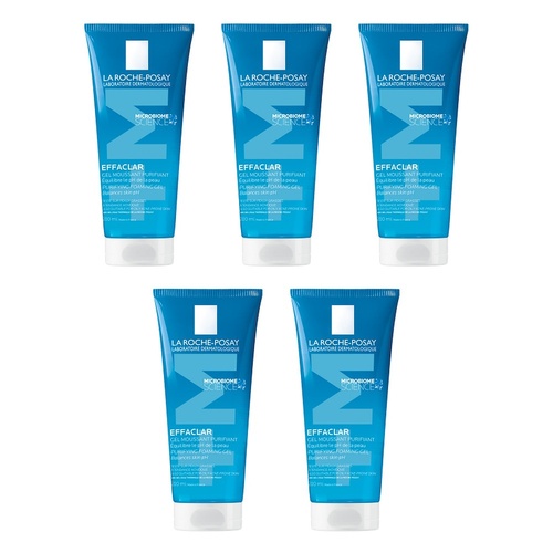 La Roche-Posay Effaclar Purifying Foaming Gel Anti-Acne Cleanser 200mL Pack of 5