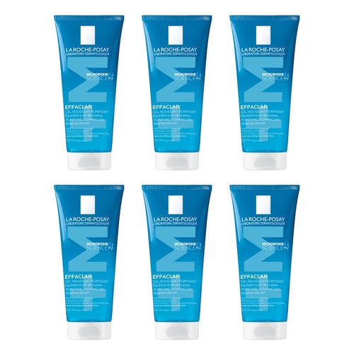 La Roche-Posay Effaclar Purifying Foaming Gel Anti-Acne Cleanser 200mL Pack of 6
