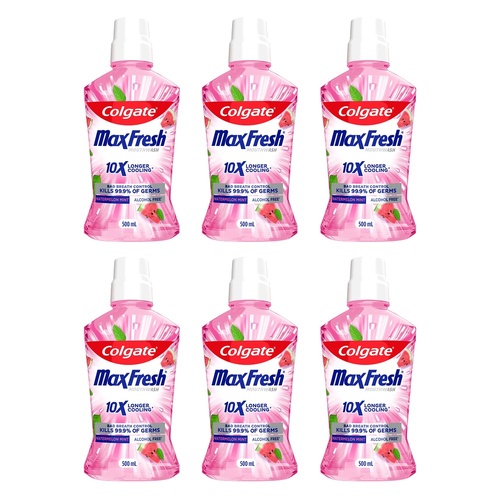 Colgate Max Fresh Mouthwash Watermelon Mint 500mL Pack of 6