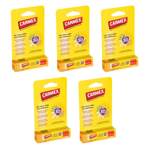 Carmex Tropical Sun Defence Stick SPF 30 4.25g Pack of 5