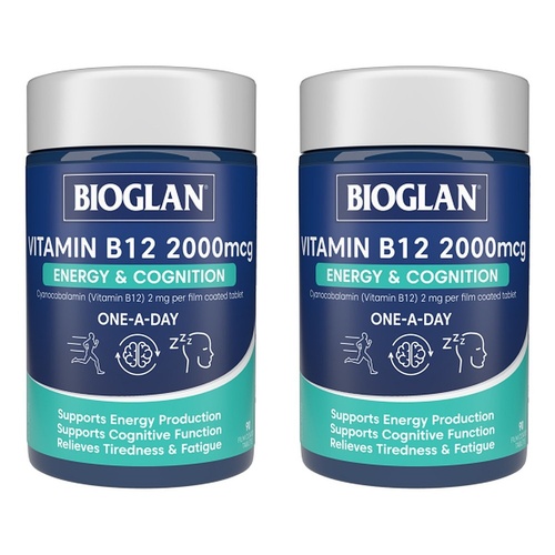 Bioglan Vitamin B12 2000mcg Energy & Cognition 90 Tablets Pack of 2