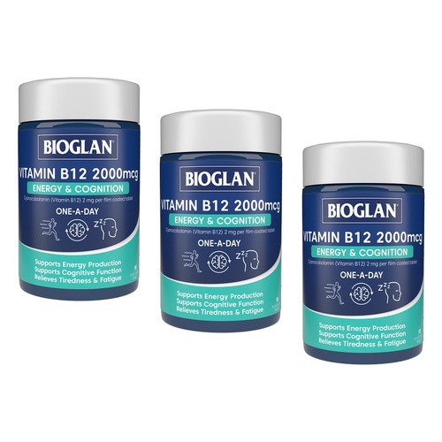 Bioglan Vitamin B12 2000mcg Energy & Cognition 90 Tablets Pack of 3