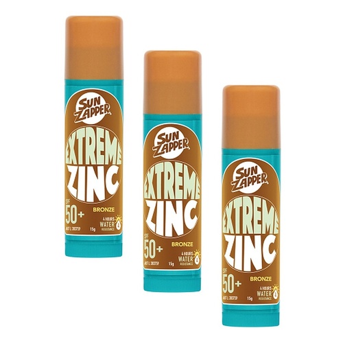 Sun Zapper Extreme Zinc Stick Bronze 15g Pack of 3