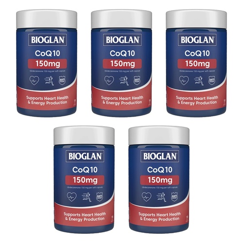 Bioglan CoQ10 150mg Heart Health 150 Capsules Pack of 5