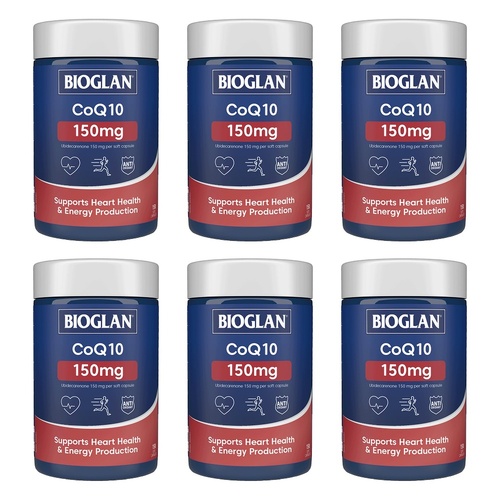 Bioglan CoQ10 150mg Heart Health 150 Capsules Pack of 6