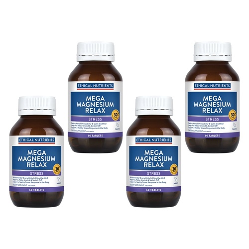 Ethical Nutrients Mega Magnesium Relax 60 Tablets Pack of 4