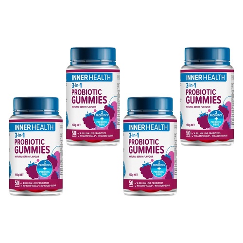 Inner Health 3-in-1 Probiotic Gummies 50 Gummies Pack of 4
