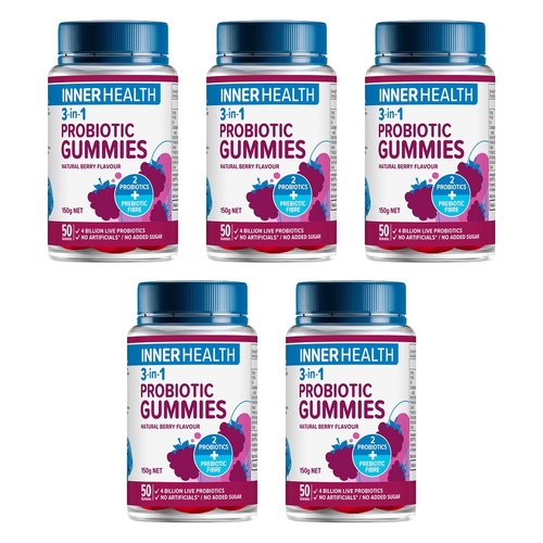 Inner Health 3-in-1 Probiotic Gummies 50 Gummies Pack of 5