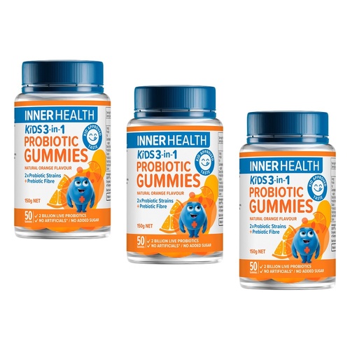 Inner Health Kids 3-in-1 Probiotic 50 Gummies Pack of 3