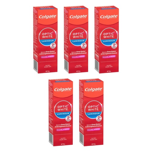 Colgate Optic White Luminous Enamel Whitening Toothpaste 85g Pack of 5