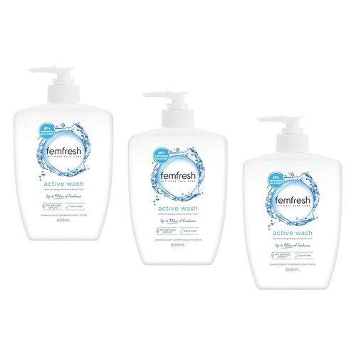 Femfresh Active Wash 600mL Pack of 3