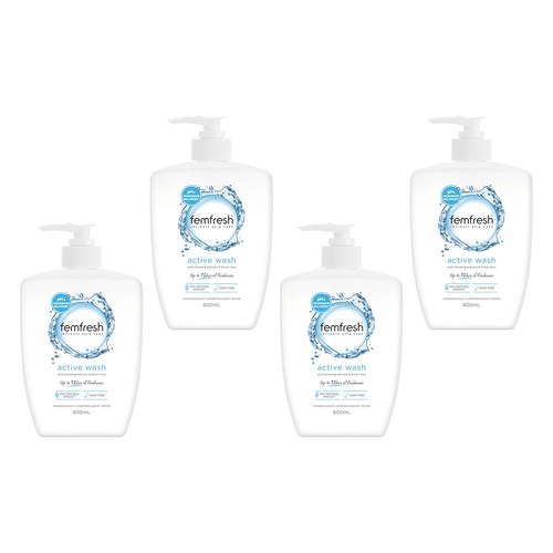 Femfresh Active Wash 600mL Pack of 4