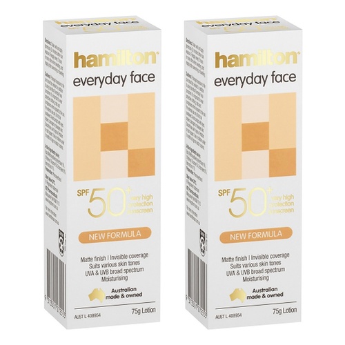 Hamilton Everyday Face Lotion SPF 50+ 75g Pack of 2