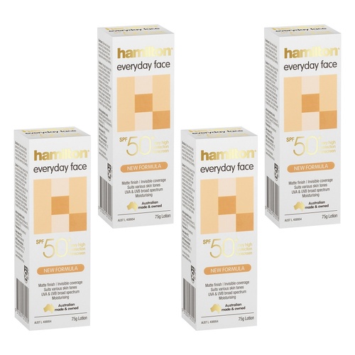 Hamilton Everyday Face Lotion SPF 50+ 75g Pack of 4