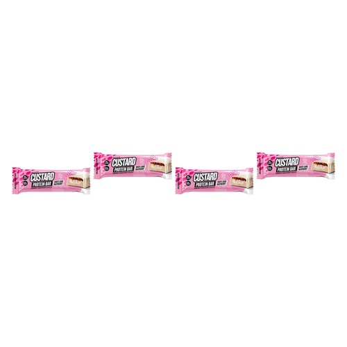 Muscle Nation Protein Custard Bar White Chocolate Raspberry 60g x 12 Bundle of 4