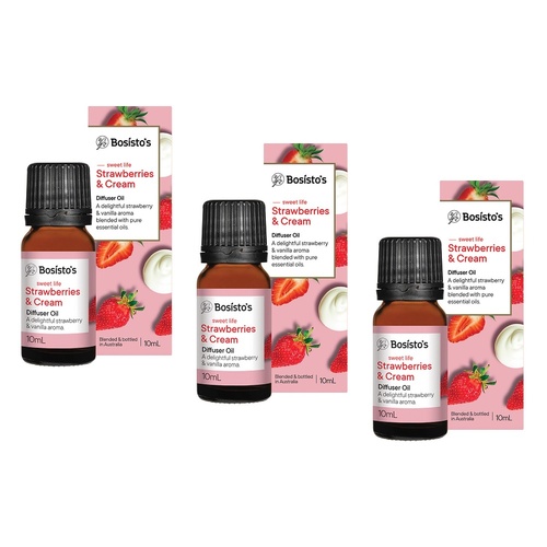 Bosisto's Strawberries & Cream Diffuser Oil 10mL Pack of 3
