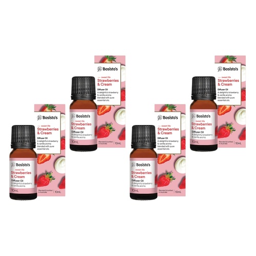 Bosisto's Strawberries & Cream Diffuser Oil 10mL Pack of 4