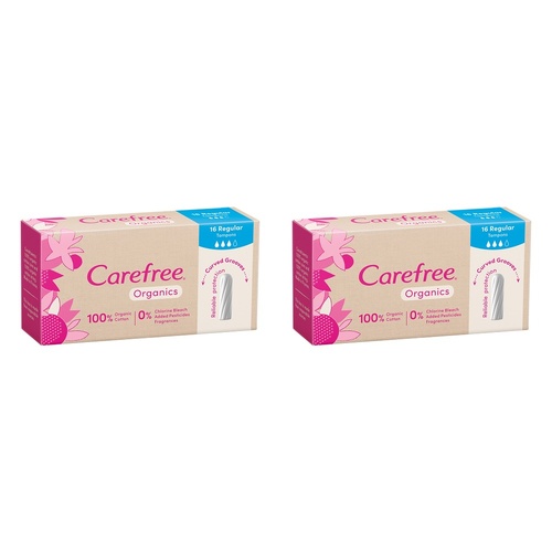 Carefree Organics Regular Tampons 16 Pack Bundle of 2