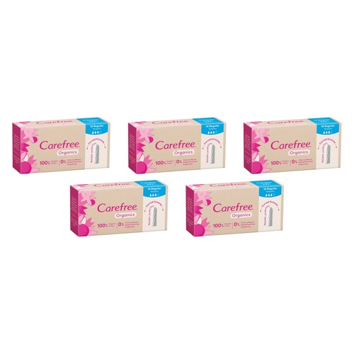 Carefree Organics Regular Tampons 16 Pack Bundle of 5