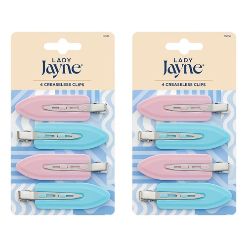 Lady Jayne Multi-Coloured Creaseless Clips Assorted Colours 4 Pack Bundle of 2