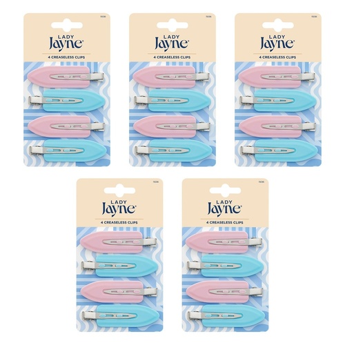 Lady Jayne Multi-Coloured Creaseless Clips Assorted Colours 4 Pack Bundle of 5