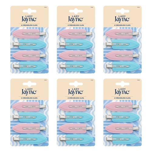 Lady Jayne Multi-Coloured Creaseless Clips Assorted Colours 4 Pack Bundle of 6