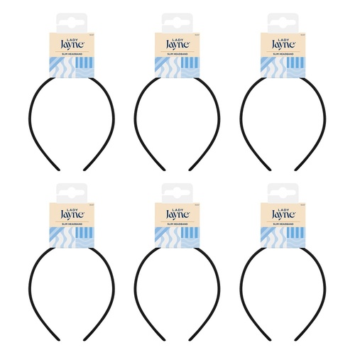 Lady Jayne Slim Headband Assorted Colours Pack of 6