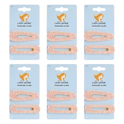 Lady Jayne Fashion Clips Assorted Colours 2 Pack Bundle of 6