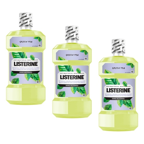 Listerine Green Tea Alcohol-Free Mouthwash 500mL Pack of 3
