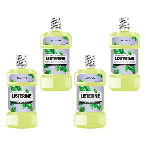 Listerine Green Tea Alcohol-Free Mouthwash 500mL Pack of 4