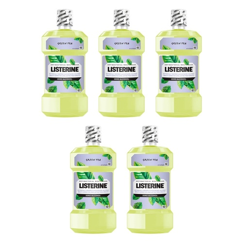 Listerine Green Tea Alcohol-Free Mouthwash 500mL Pack of 5