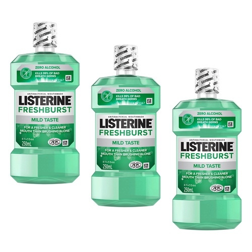 Listerine Freshburst Zero Mouthwash 250mL Pack of 3